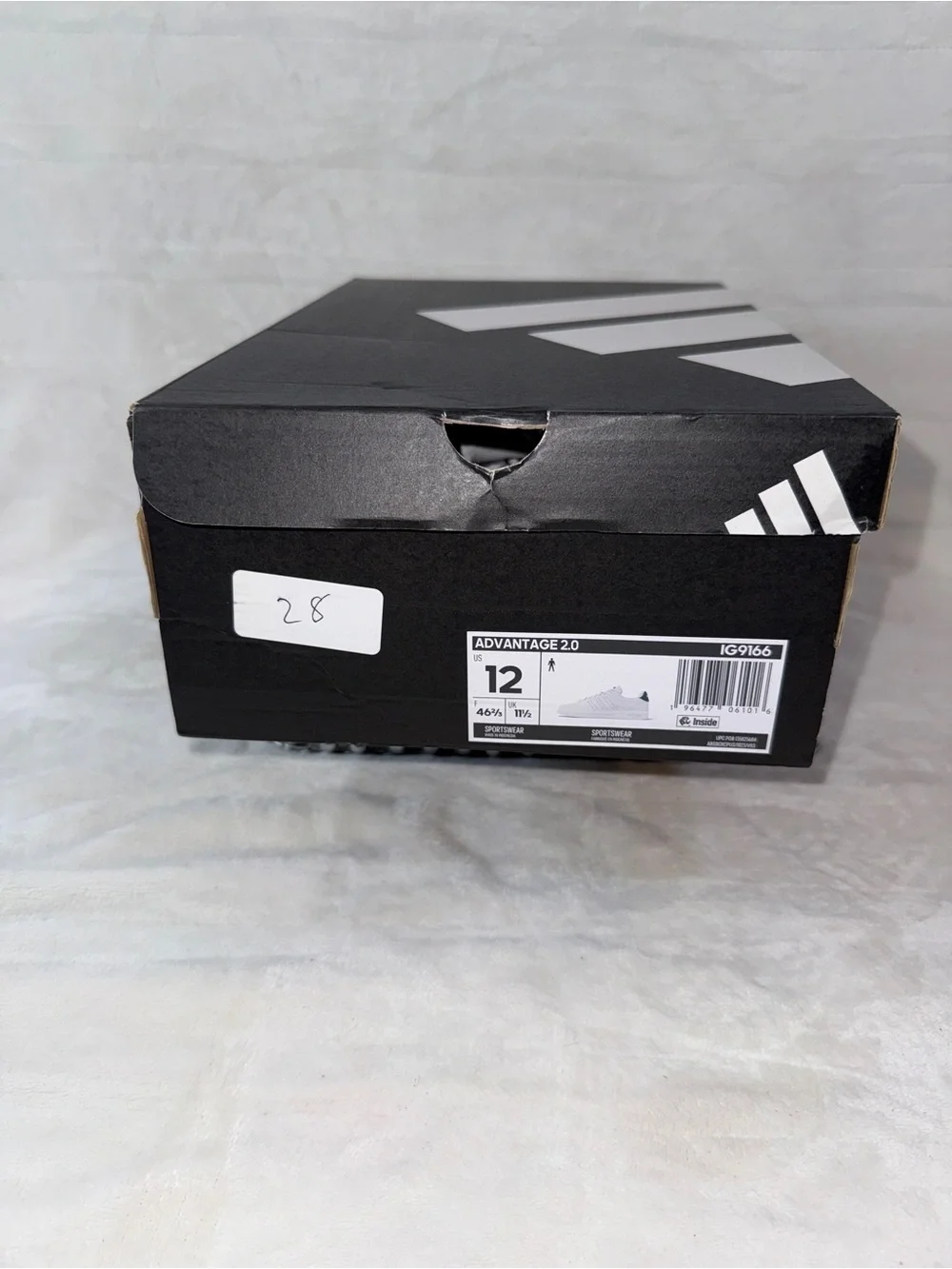 Adidas White Advantage 2.0  12 men’s Sneakers with Green Heel Tab